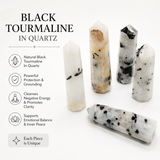 Black Tourmaline in Quartz Obelisk | Protection • Grounding • Energy Clearing • Amplification