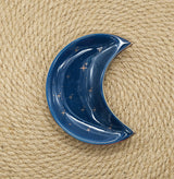 Blue Or Black Ceramic Crescent Moon And Stars Jewelry Tray Dish