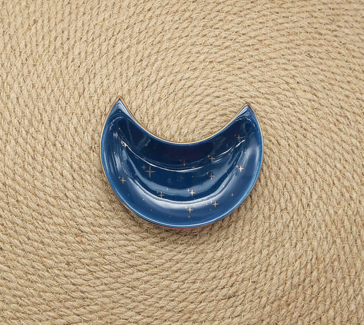 Blue Or Black Ceramic Crescent Moon And Stars Jewelry Tray Dish