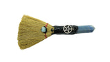 Crystal Witch Broom Besom, Obsidian with Crow, Blue Aventurine with Pentacle, Or Jasper with Dreamcatcher