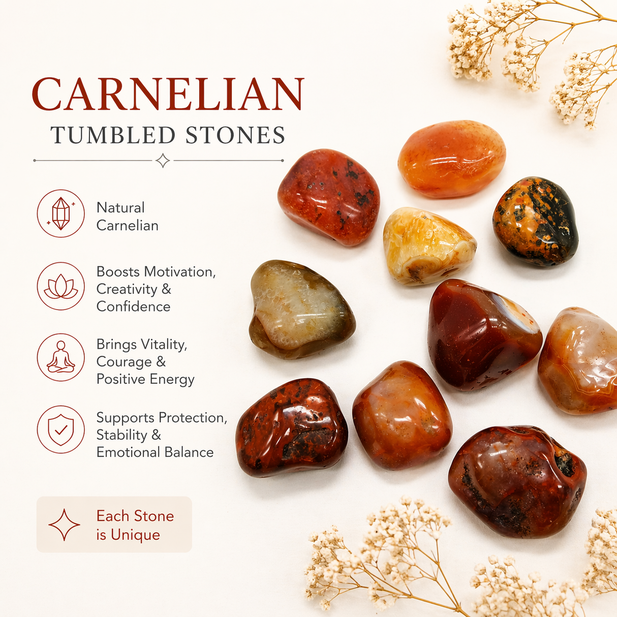 Carnelian Red Agate Tumbled Stones