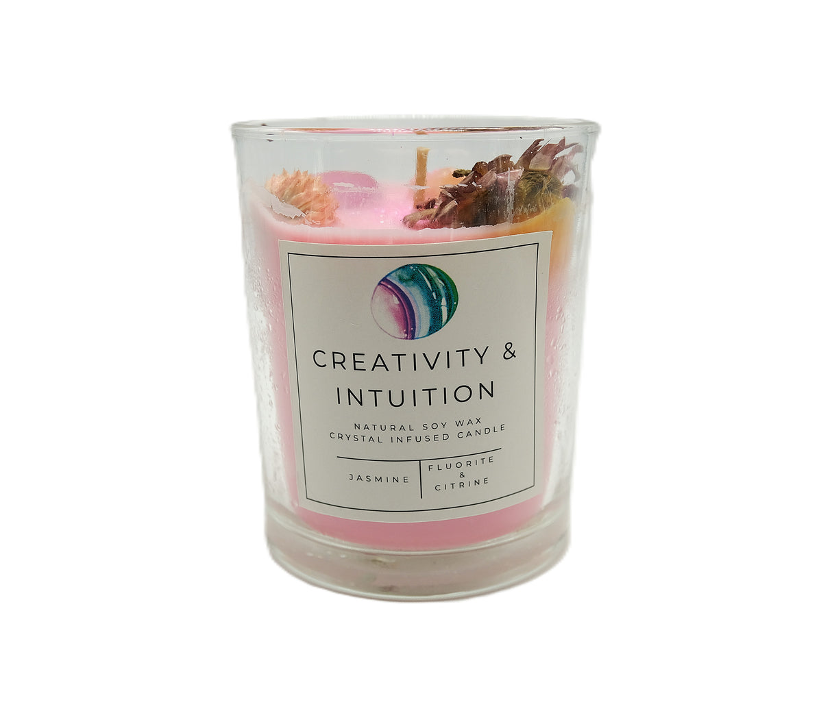 Crystal Intention Candle | Spiritual Crystal Candle for Relaxation, Self Love, Protection & Manifestation