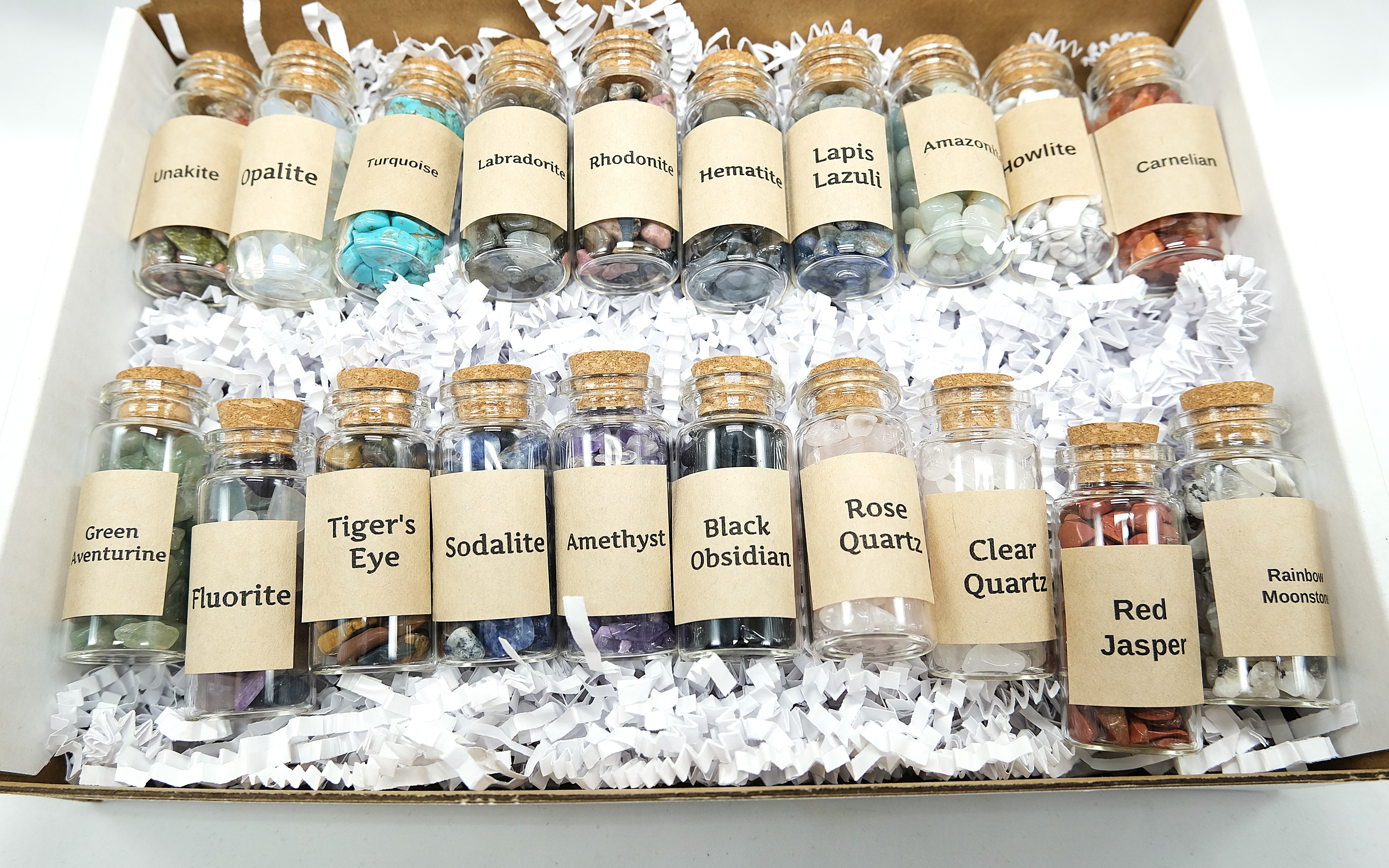 20 Pack Crystal Chip Bottles – Crystal Healing, Witchcraft Supply