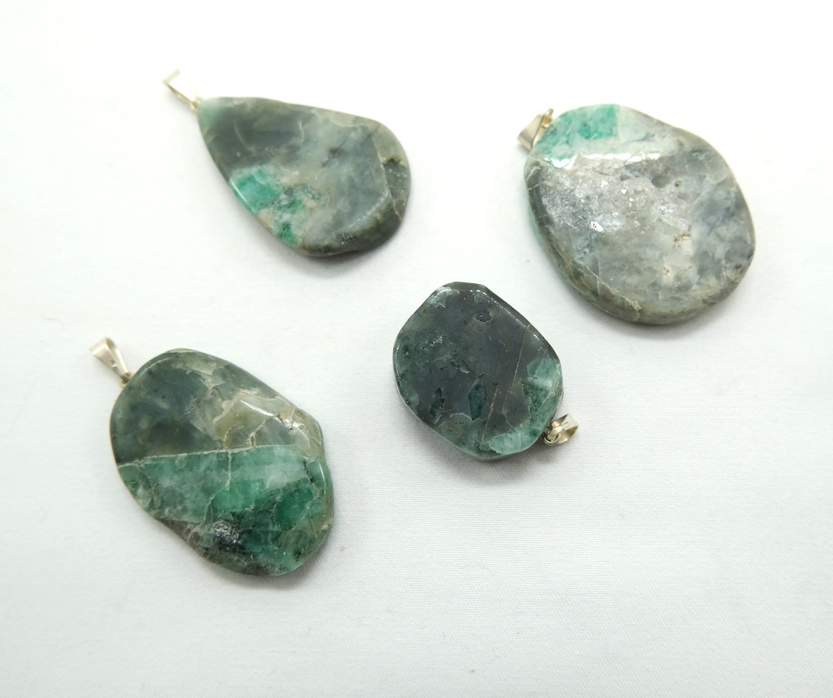 Emerald Slab Pendant Necklace On Sterling Silver Italian 18 Inch Chain
