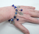 Evil Eye Hamsa Silver Adjustable Charm Bracelet