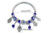 Evil Eye Hamsa Silver Adjustable Charm Bracelet
