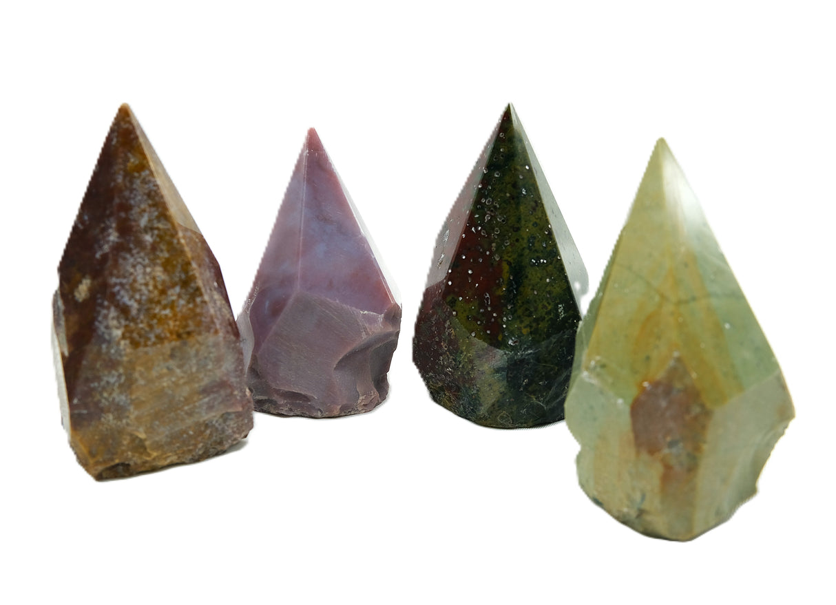 Natural Fancy Jasper Crystal Point with Raw Base