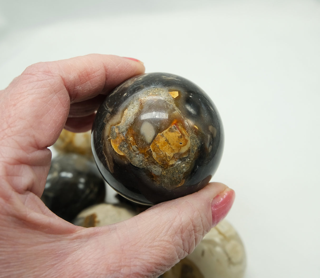 Feather Agate Sphere – 50 mm – Stone of Peace, Protection & Transformation