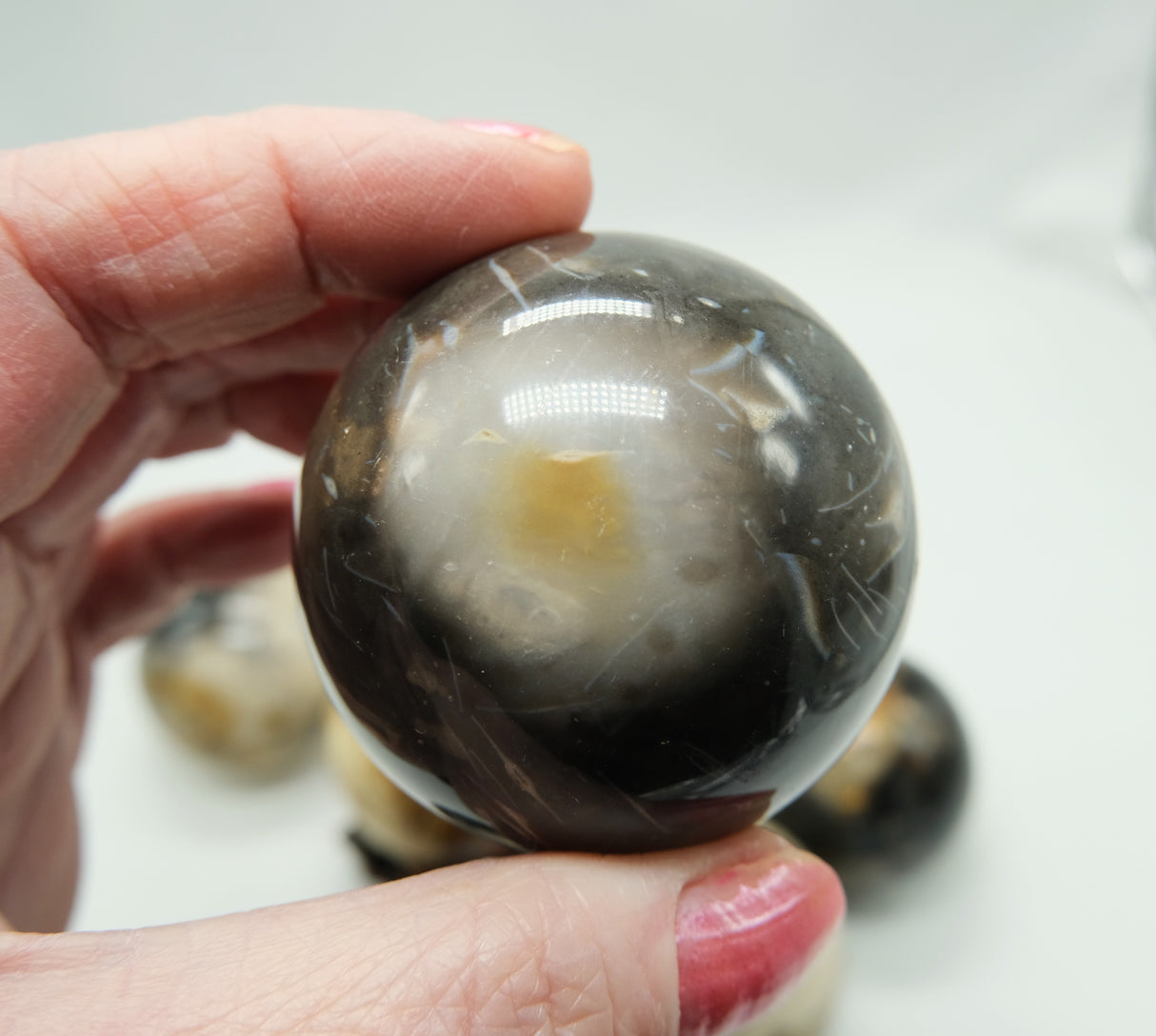 Feather Agate Sphere – 50 mm – Stone of Peace, Protection & Transformation