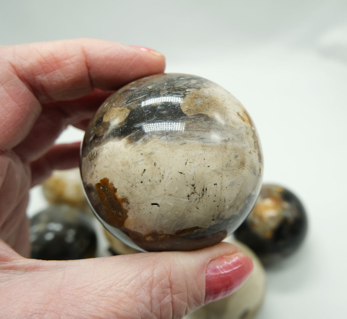 Feather Agate Sphere – 50 mm – Stone of Peace, Protection & Transformation