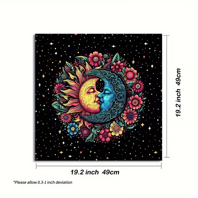 Floral Sun and Moon Altar Cloth 19 x 19 Inch - Tarot Cloth