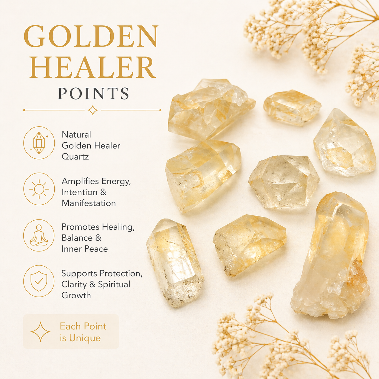 Golden Healer Quartz Rough Points