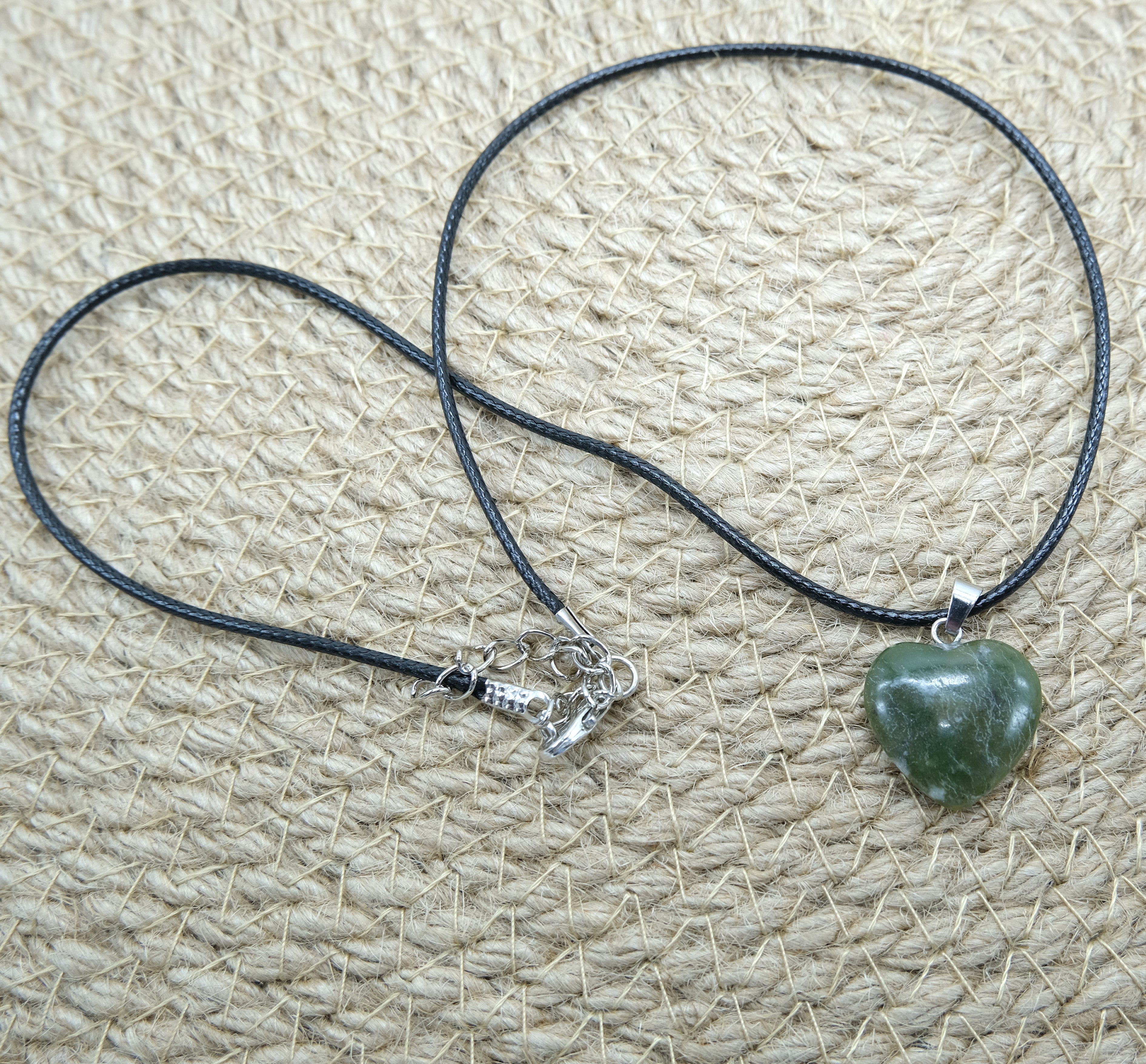 Green Nephrite Jade Heart Pendant Necklace | Green Nephrite Jade Jewelry