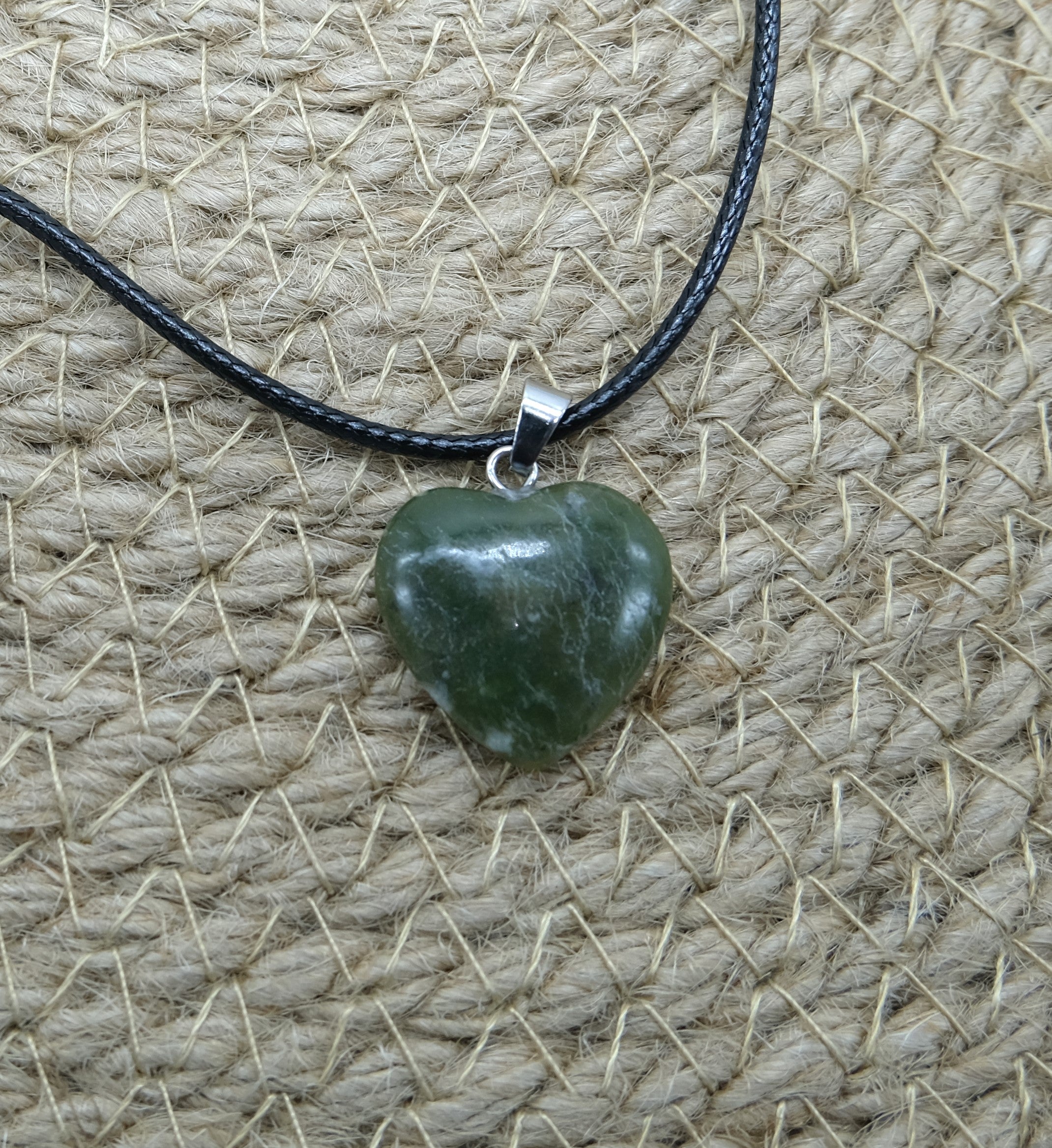 Green Nephrite Jade Heart Pendant Necklace | Green Nephrite Jade Jewelry