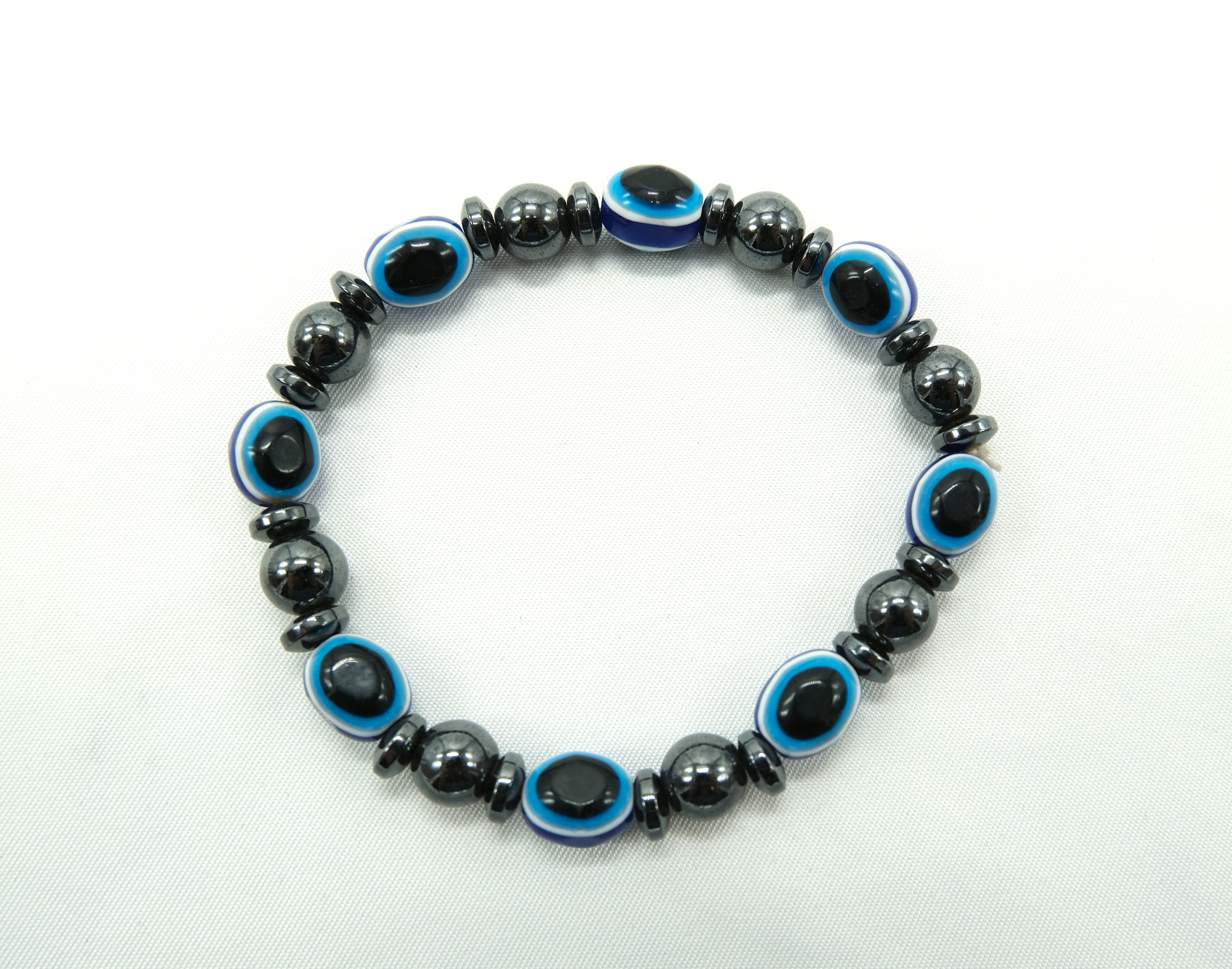 Hematite Evil Eye Bracelet | Stretchy Bracelet