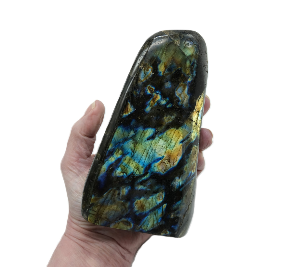 Large Polished Labradorite | 928 g | Standing Flat Base