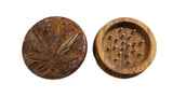 Wooden Herb Grinder 2 Inch - Plain, Leaf Or Goddess Of Earth