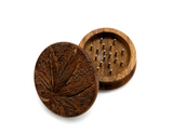 Wooden Herb Grinder 2 Inch - Plain, Leaf Or Goddess Of Earth