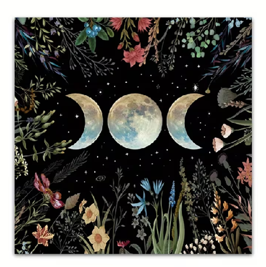 Moon Phase Garden Altar Cloth - Blue 19 x 19 Inch