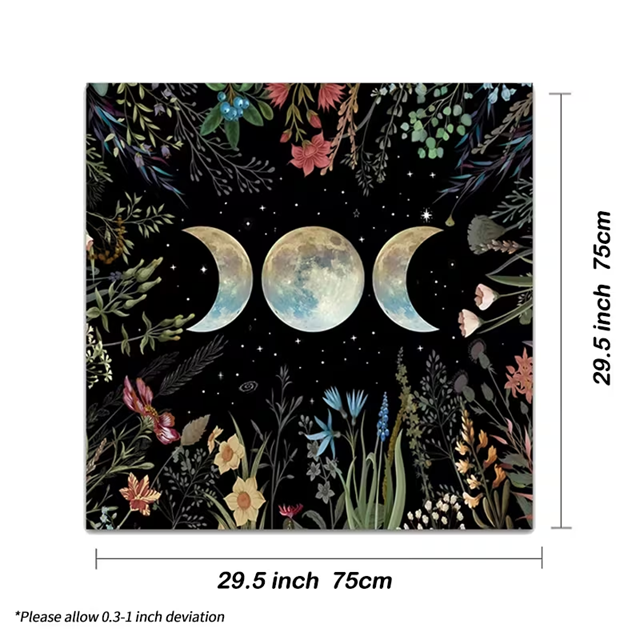 Moon Phase Garden Altar Cloth - Blue 19 x 19 Inch
