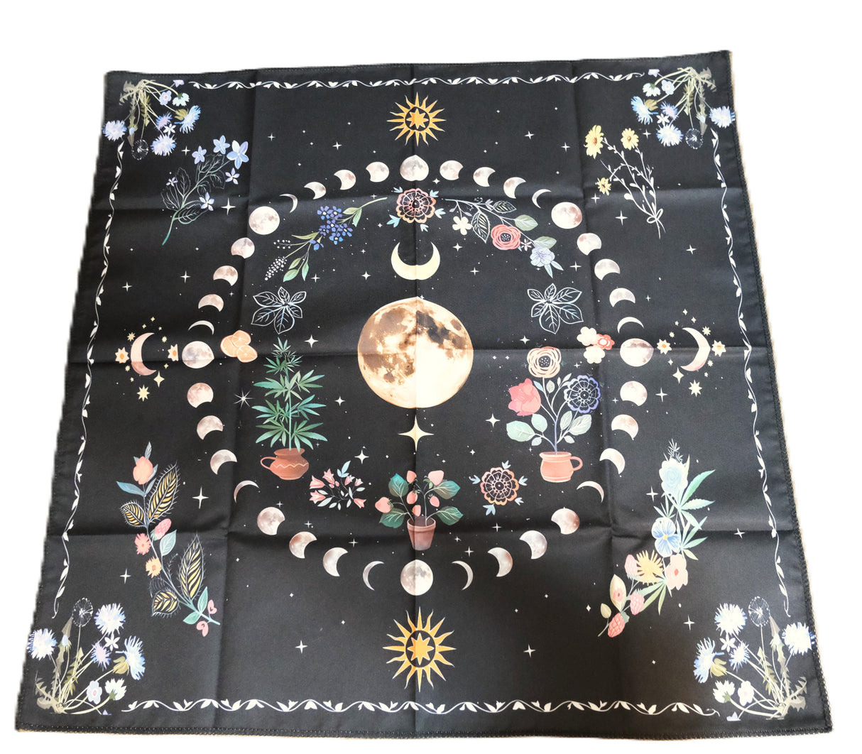 Moon and Flower Tarot Cloth Tapestry | Tarot Cloth