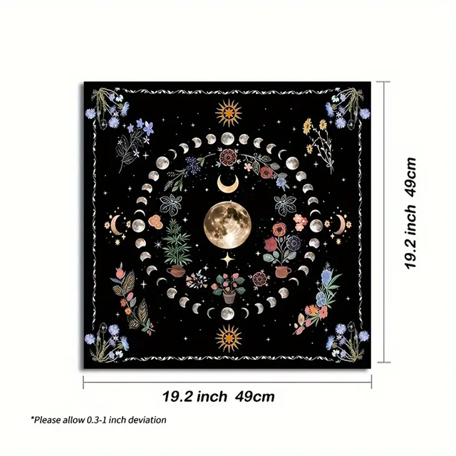Moon and Flower Tarot Cloth Tapestry | Tarot Cloth