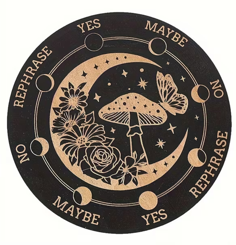 Mushroom And Moon 5.9 Inch Wood Pendulum Board