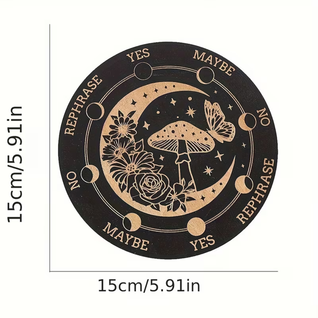 Mushroom And Moon 5.9 Inch Wood Pendulum Board