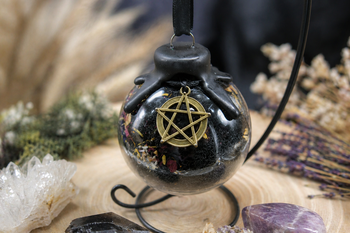 Protection Spell Witch Ball With Stand - Witchy Decor