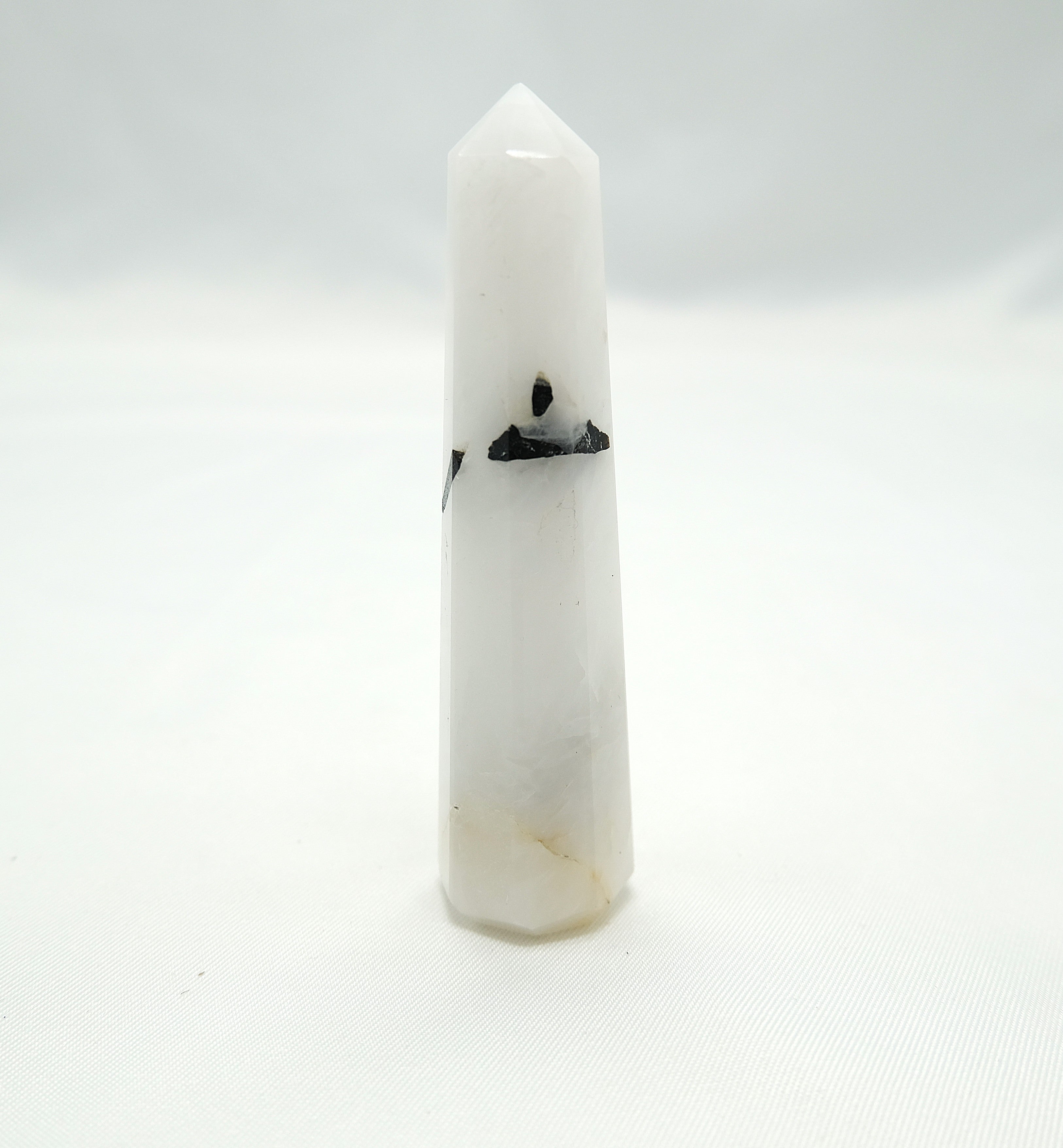 Black Tourmaline in Quartz Obelisk | Protection • Grounding • Energy Clearing • Amplification