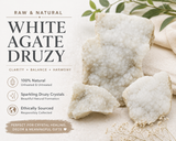 Raw White Agate Druzy Crystal Geode Clusters | Many Sizes