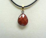 Red Jasper Faceted Pear Pendant Necklace
