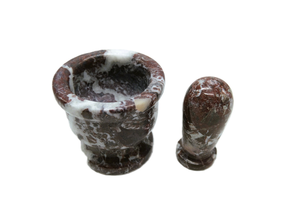 Marble Mortar & Pestle – Black & White or Red & White – 2.5″