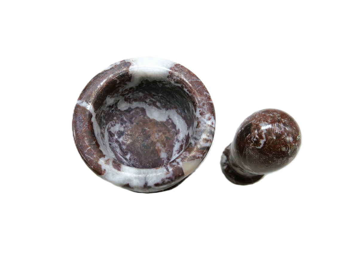 Marble Mortar & Pestle – Black & White or Red & White – 2.5″