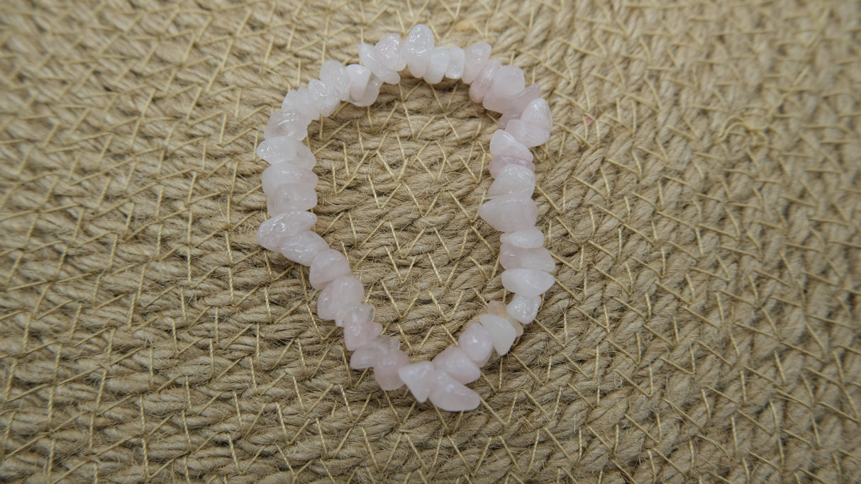 Natural Rose Quartz Gemstone Chip Stretch Bracelet