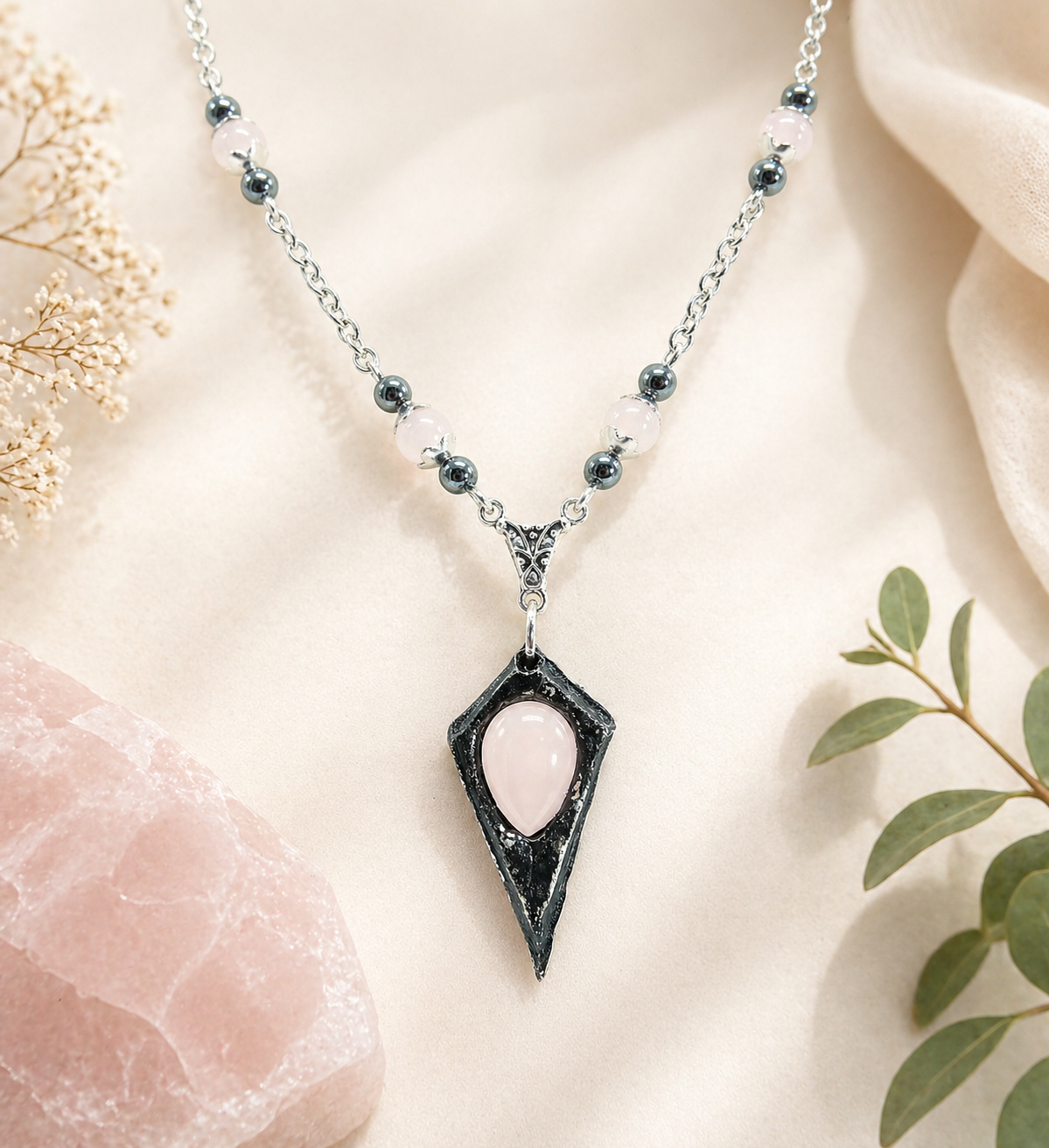 Rose Quartz Pendulum Pendant Necklace