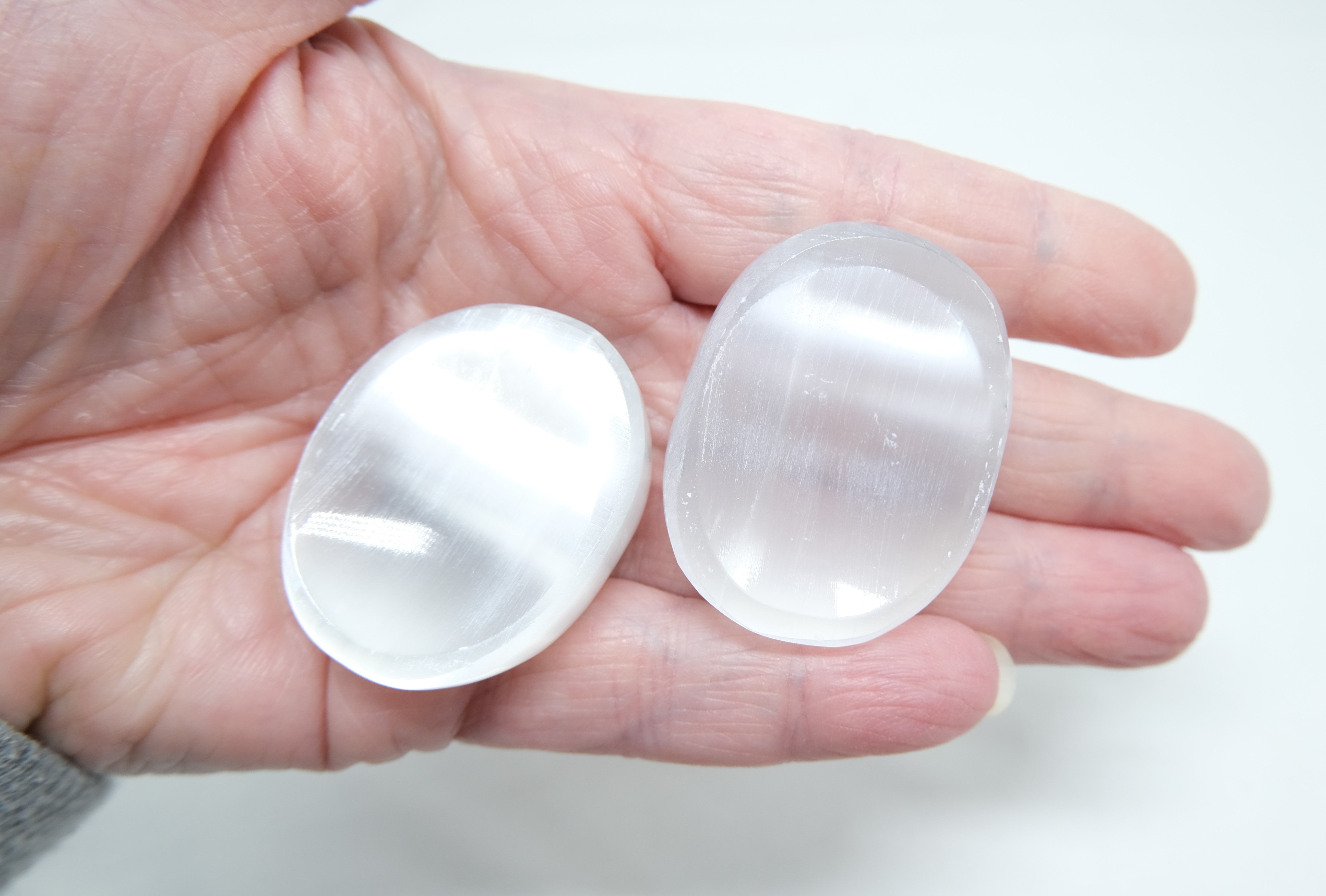 Natural Selenite 1.5 inch Worry Stone