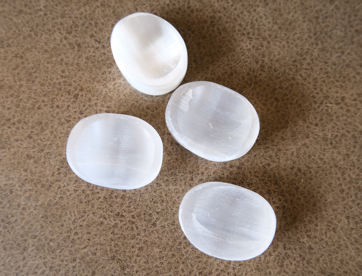 Natural Selenite 1.5 inch Worry Stone