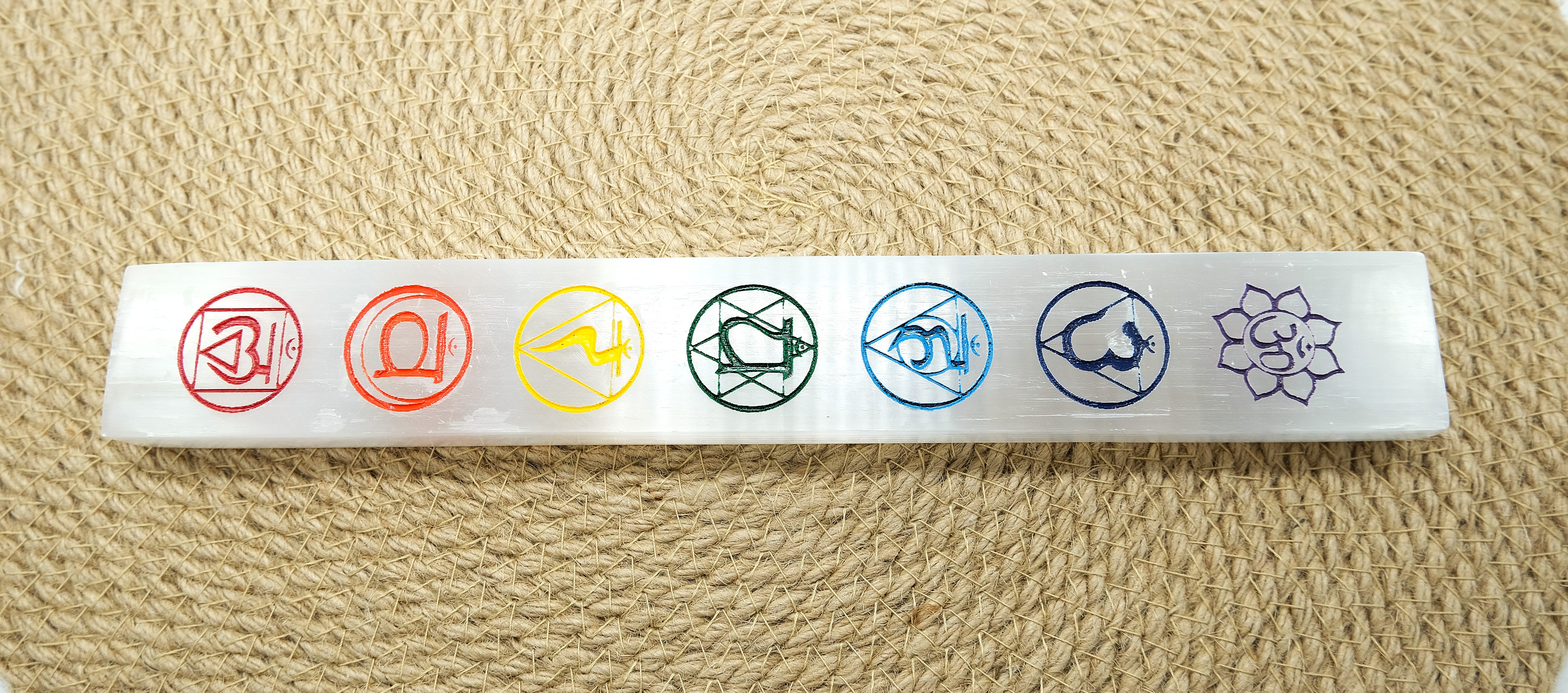 Large Selenite 7 Chakra Charging Plate Wand 9.75 Inches