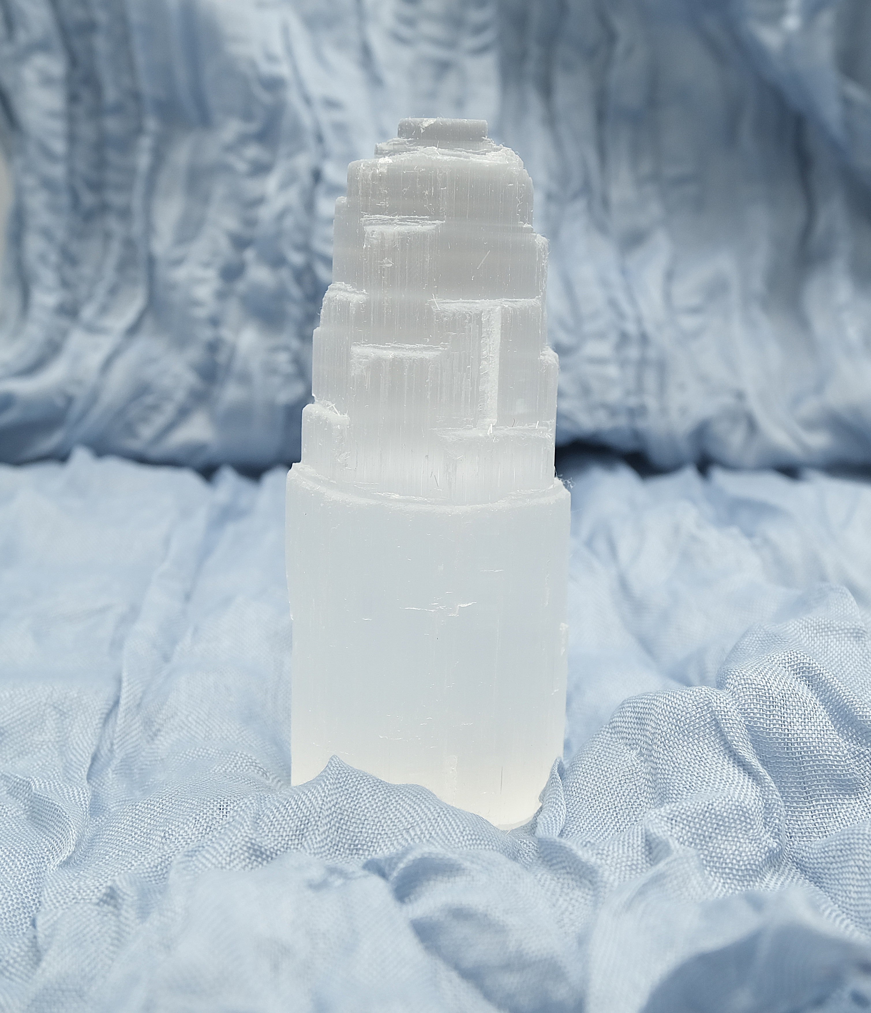 Selenite Satin Spar Tower Crystal for Cleansing & Protection – Various Sizes