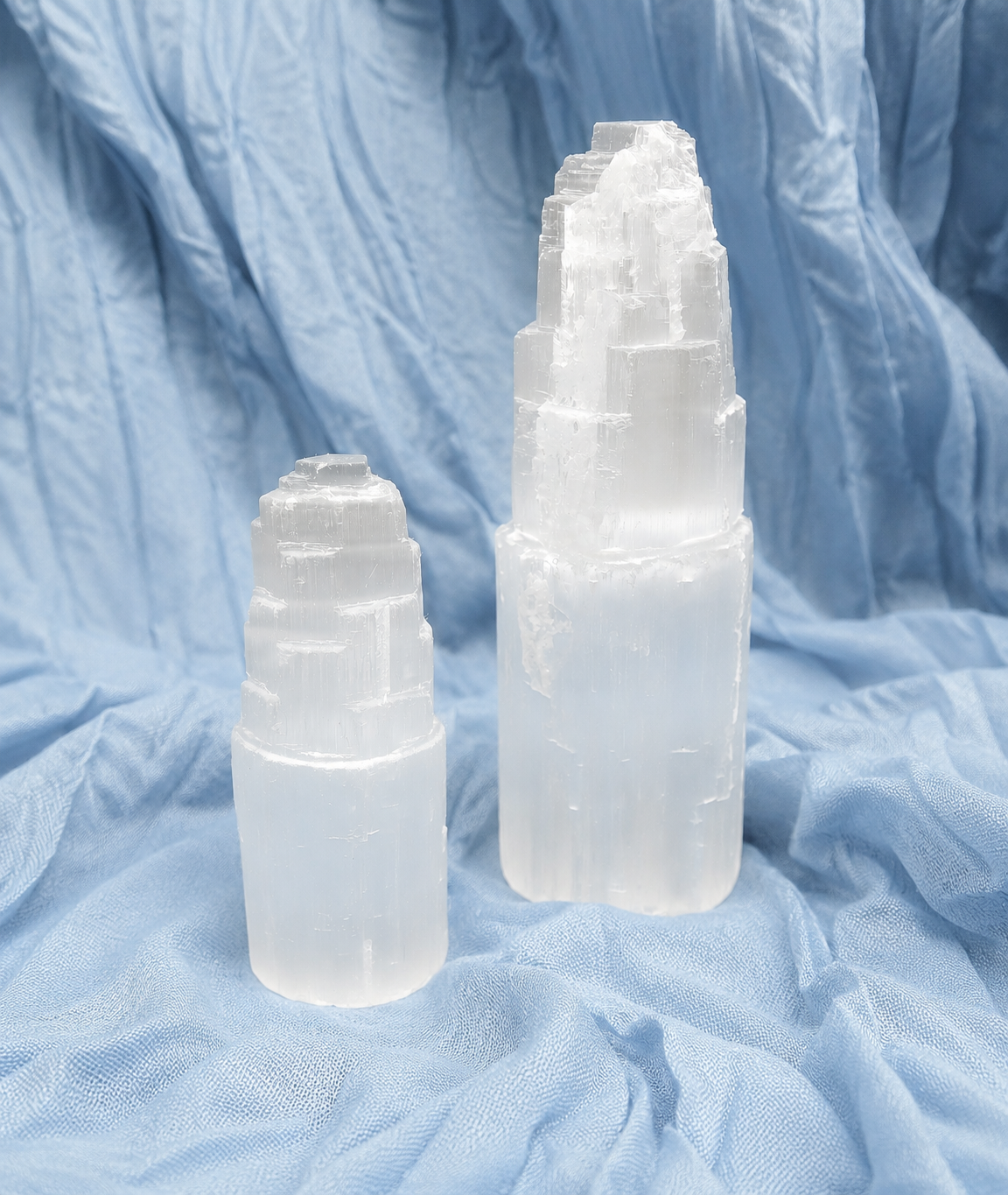 Selenite Satin Spar Tower Crystal for Cleansing & Protection – Various Sizes