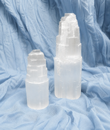 Selenite Satin Spar Tower Crystal for Cleansing & Protection – Various Sizes