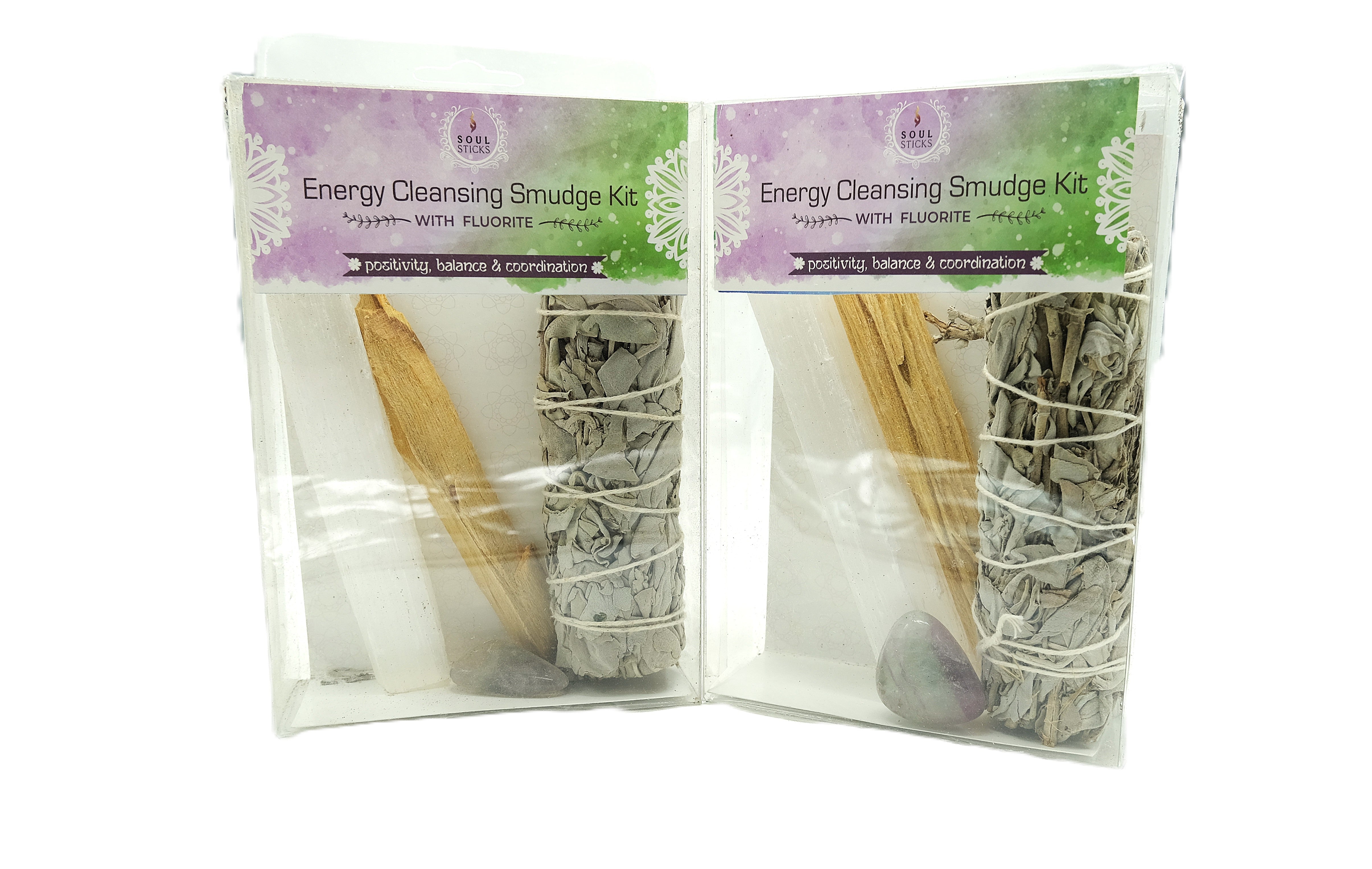 Energy Cleansing Smudge Kit with Fluorite or Rose Quartz