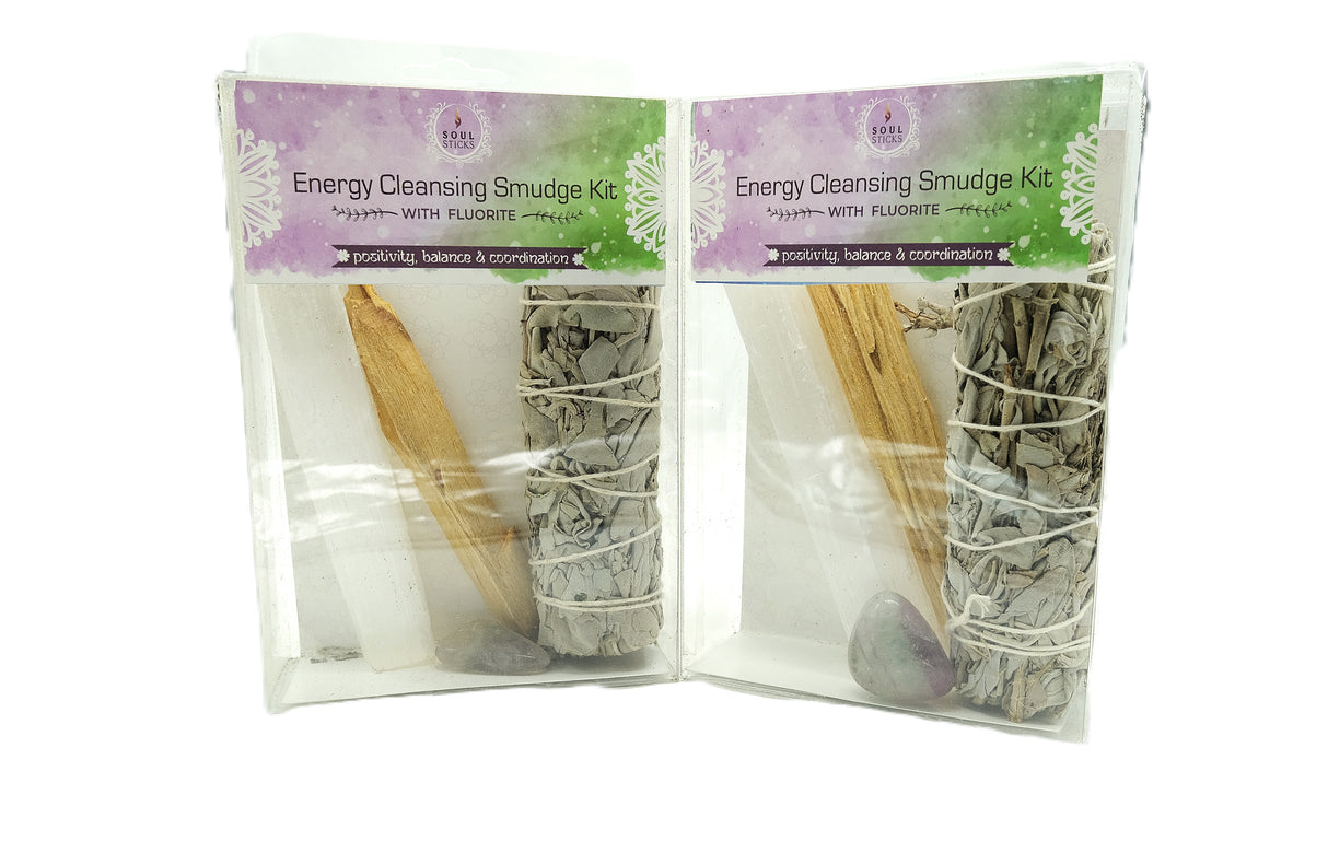 Energy Cleansing Smudge Kit with Fluorite or Rose Quartz