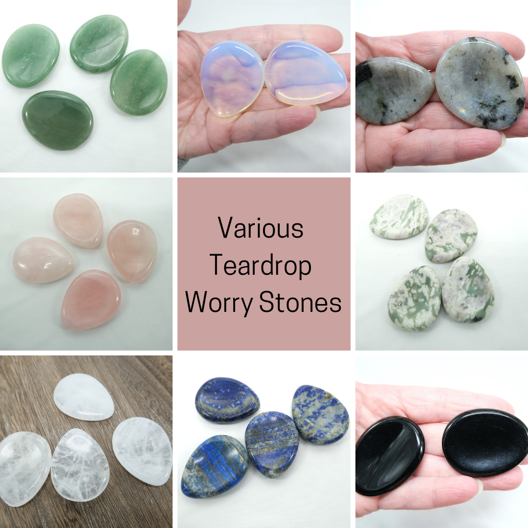 Various Teardrop Shaped Worry Stones