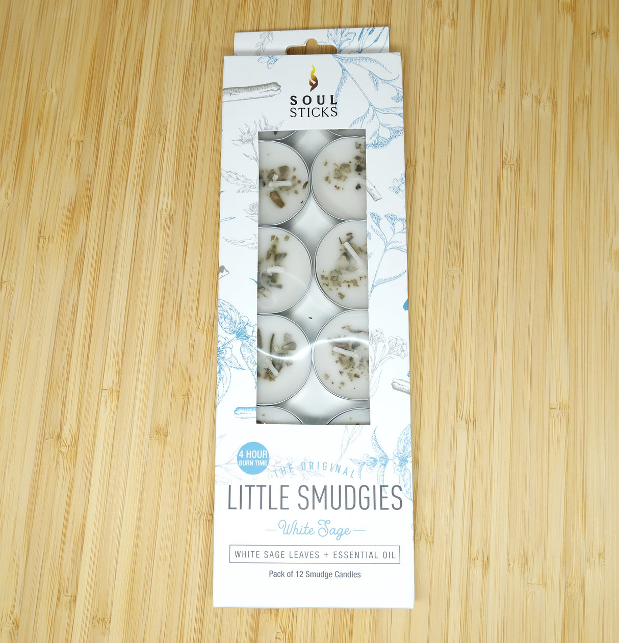 White Sage Soul Sticks Little Smudgies Tealight Candles | Positive Energy Candles | Reiki Charged