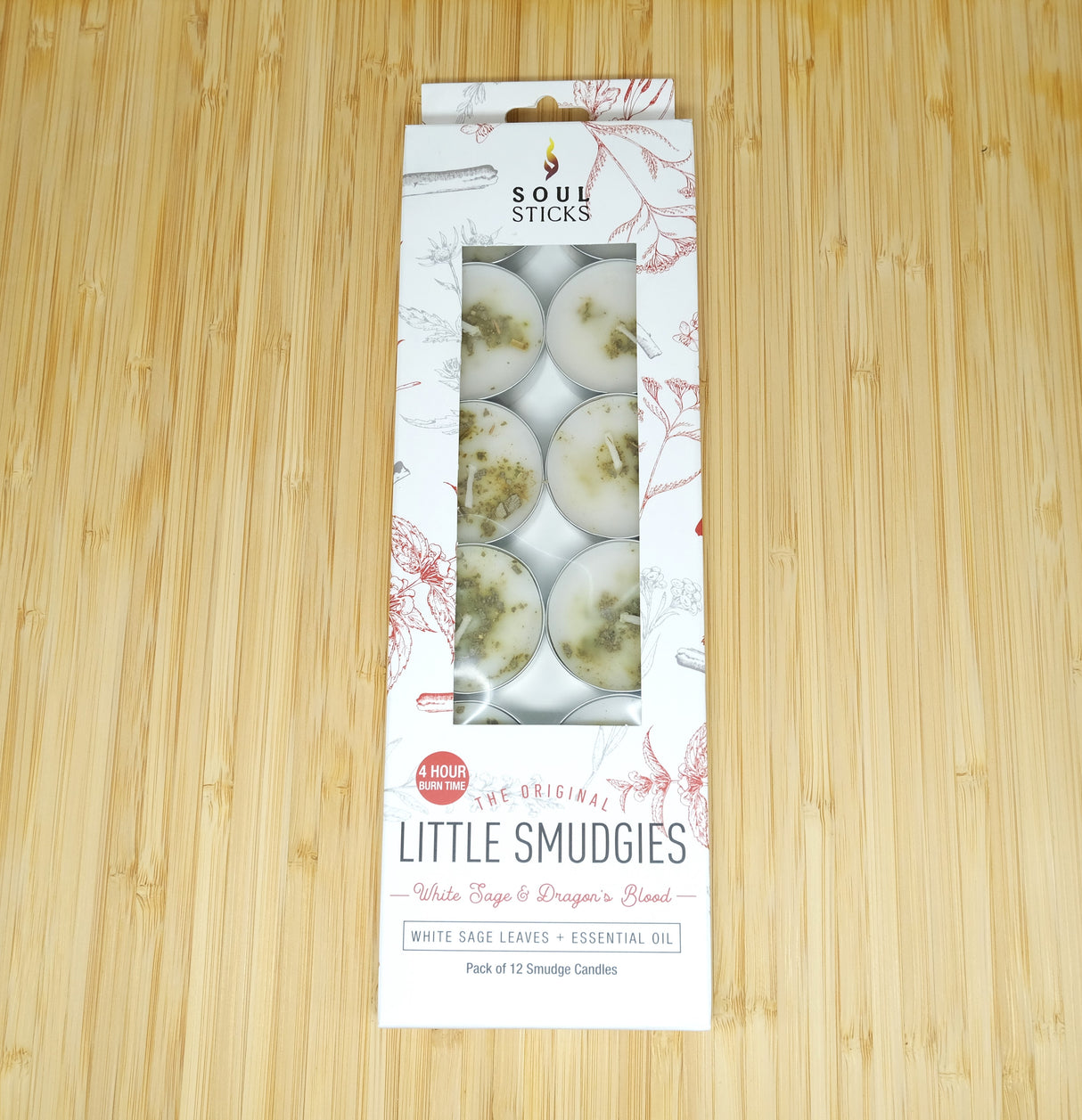White Sage and Dragon's Blood Soul Sticks Little Smudgies Tealight Candles | Cleansing and Purification Candles | Reiki Charged