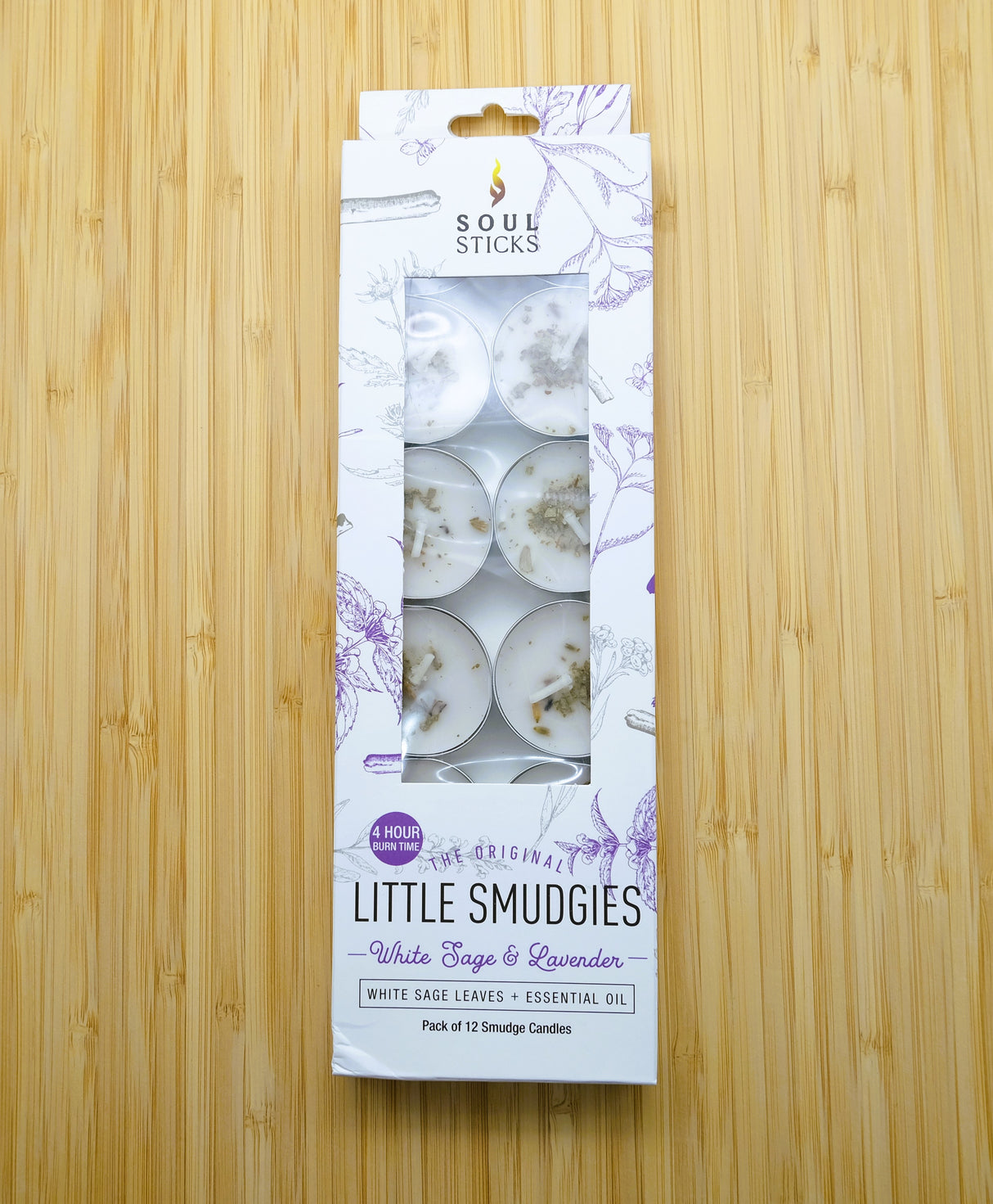 White Sage and Lavender Soul Sticks Little Smudgies Tealight Candles | Calming and Mood Boosting | Reiki Charged