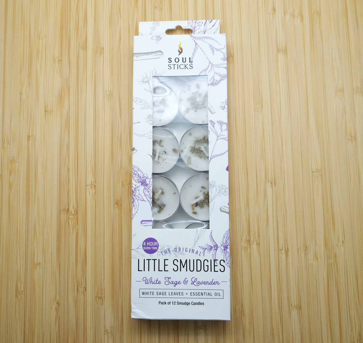 White Sage and Lavender Soul Sticks Little Smudgies Tealight Candles | Calming and Mood Boosting | Reiki Charged