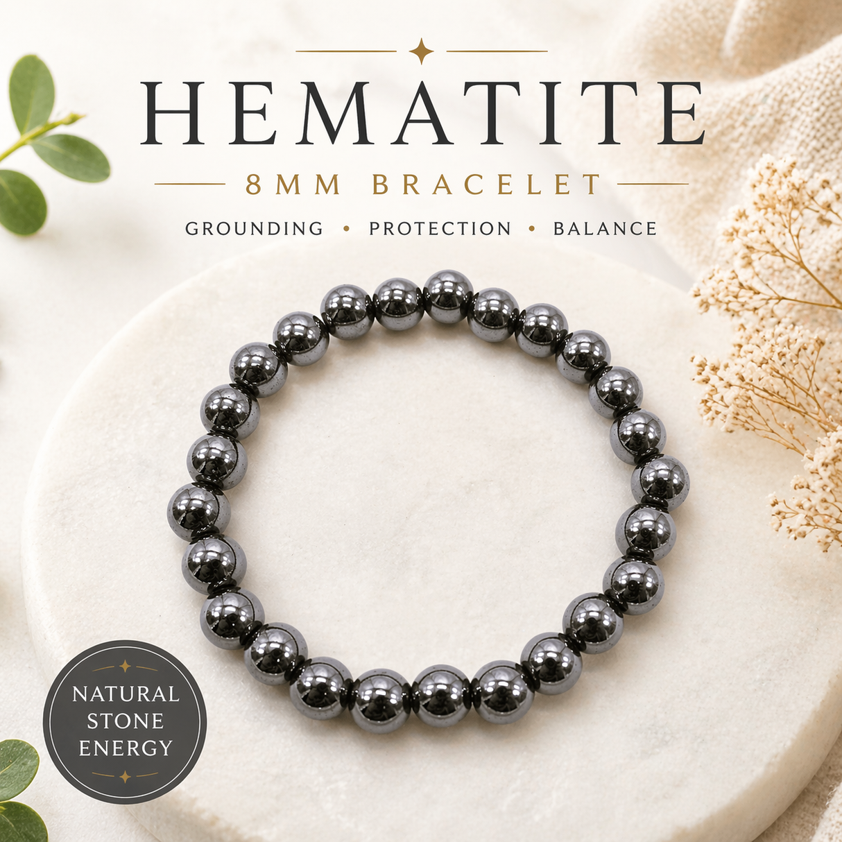 Hematite 8mm Bracelet | Calming and Grounding
